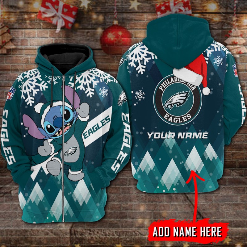 Philadelphia Eagles Personalized Christmas Hoodie Image 2