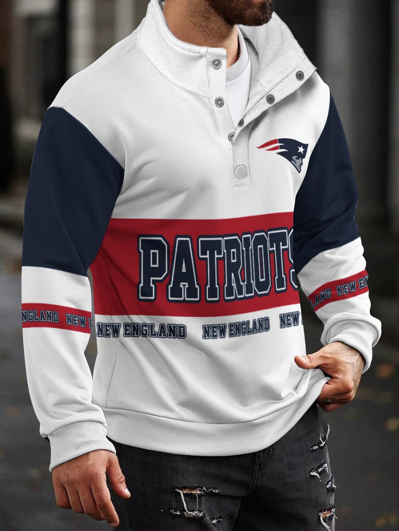 New England Patriots Casual Colorful Stand Collar Sweatshirt