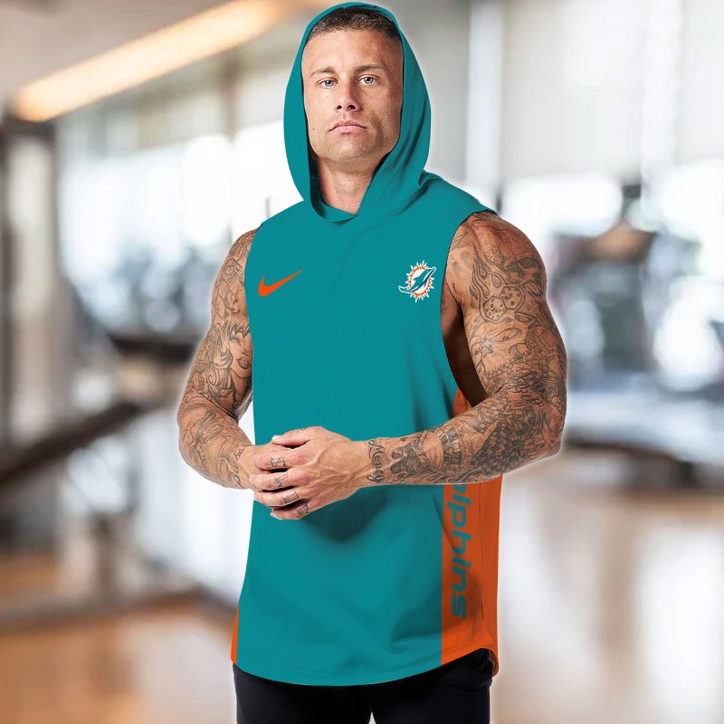 Miami Dolphins Hooded Tank Top White Front View