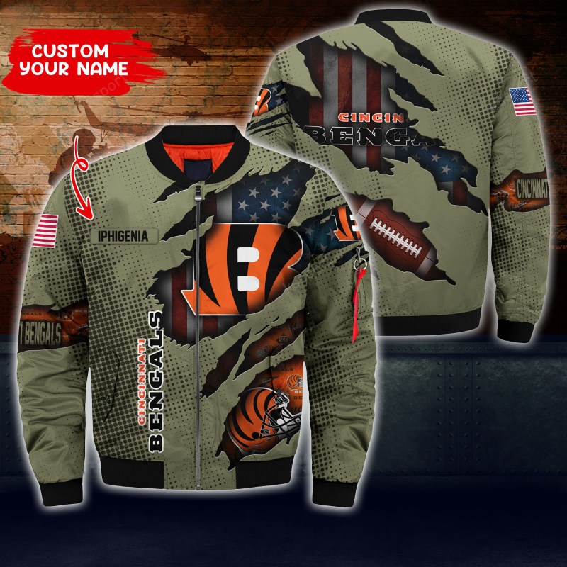 Cincinnati Bengals Personalized Thick Bomber Jacket