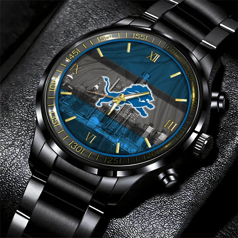 Detroit Lions Black Fashion Watch