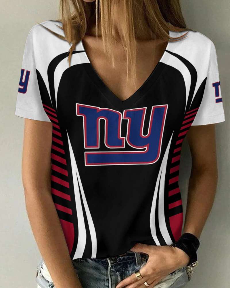 New York Giants V-neck Women T-shirt
