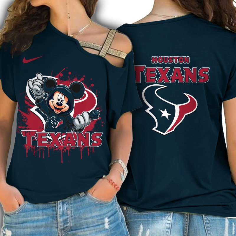 Houston Texans Women's Cross Strap Shoulder Shirt Front View