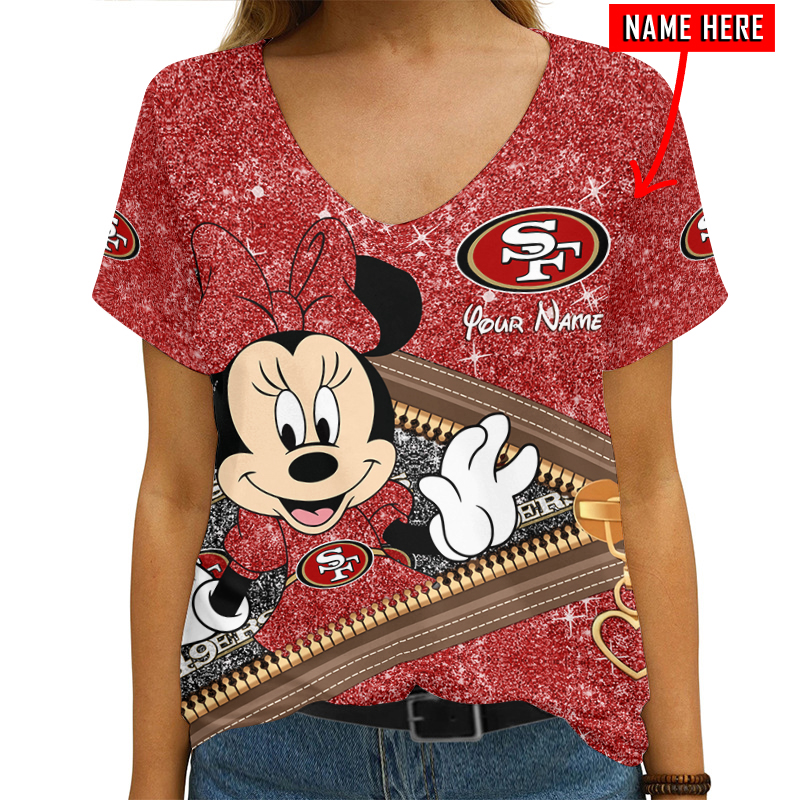 San Francisco 49ers Personalized V-neck T-shirt
