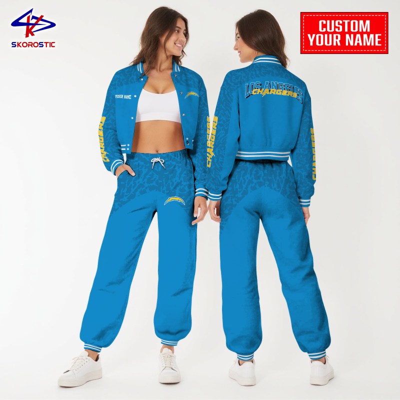Los Angeles Chargers Varsity Jacket and Sweatpants - Studio Shot