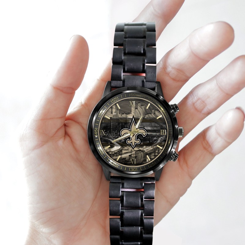 Stylish Black Stainless Steel Watch for Sports Fans