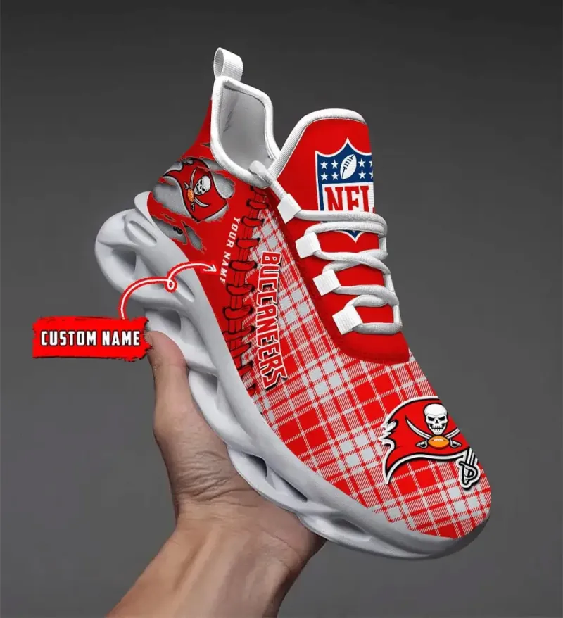 Tampa Bay Buccaneers Personalized Yezy Running Sneakers Side View