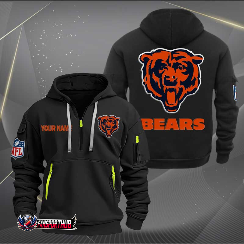 Personalized Chicago Bears Quarter Zip Hoodie