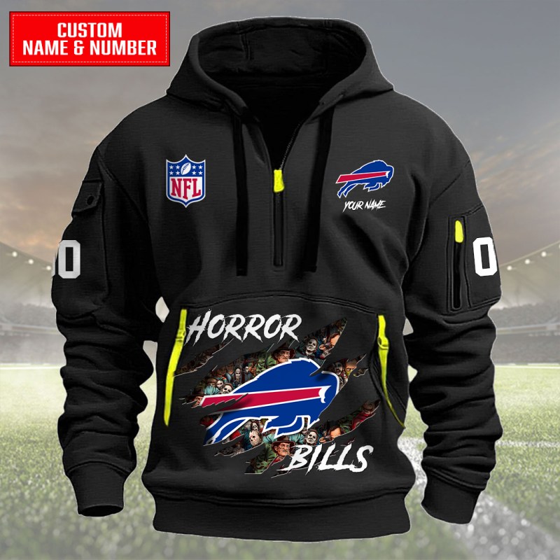 Buffalo Bills Halloween Quarter Zip Hoodie Black
