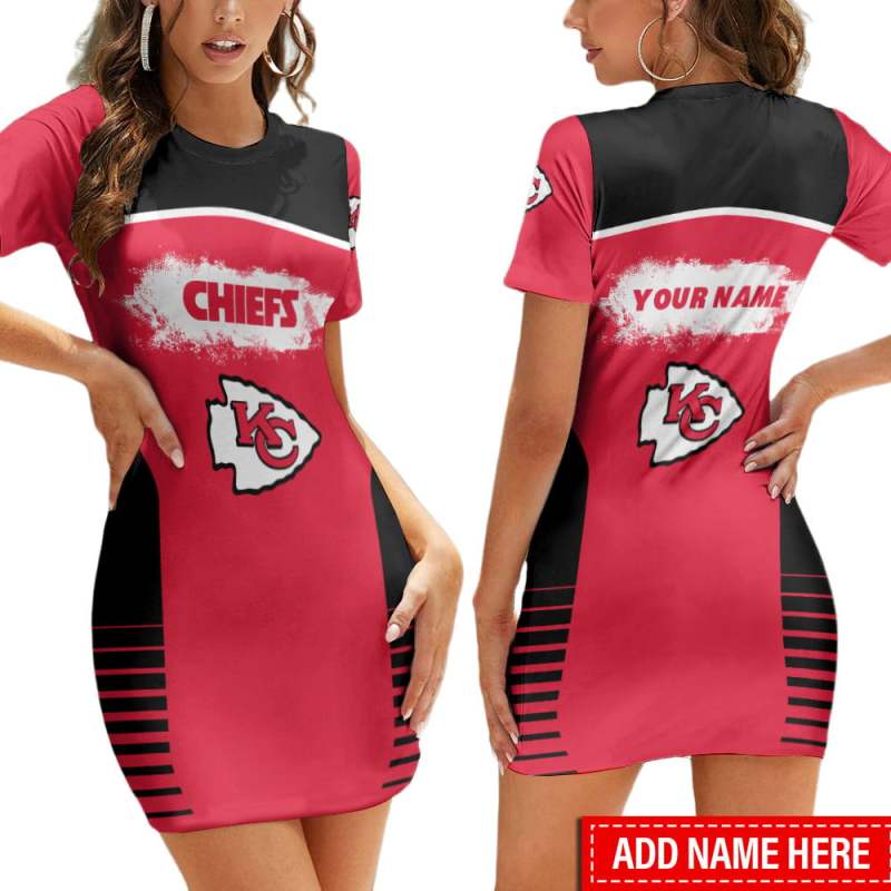 Kansas City Chiefs Personalized Short Sleeve Bodycon Mini Dress