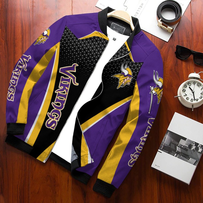 Minnesota Vikings Personalized Bomber Jacket Detail