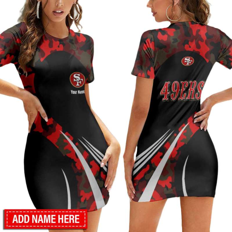 San Francisco 49ers Personalized Short Sleeve Bodycon Mini Dress