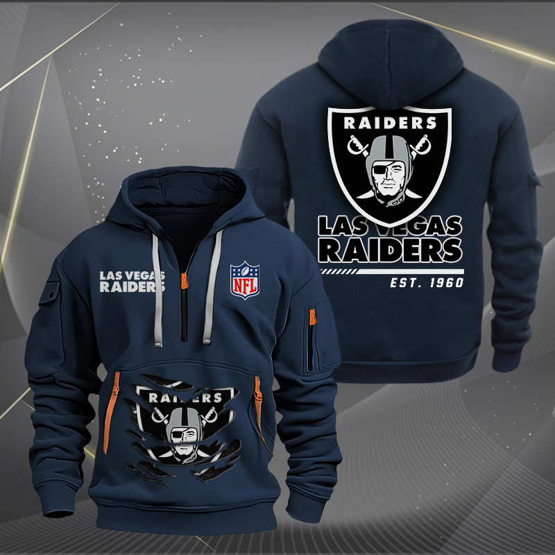 Las Vegas Raiders Personalized Quarter Zip Hoodie - Side View