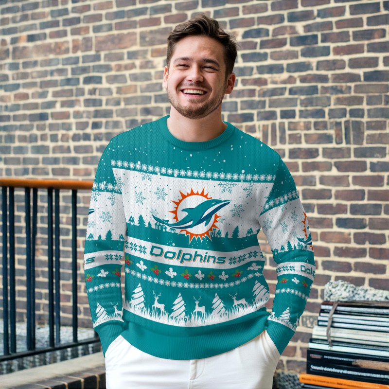 Miami Dolphins Premium Ugly Christmas Sweater - MK Outdoor2