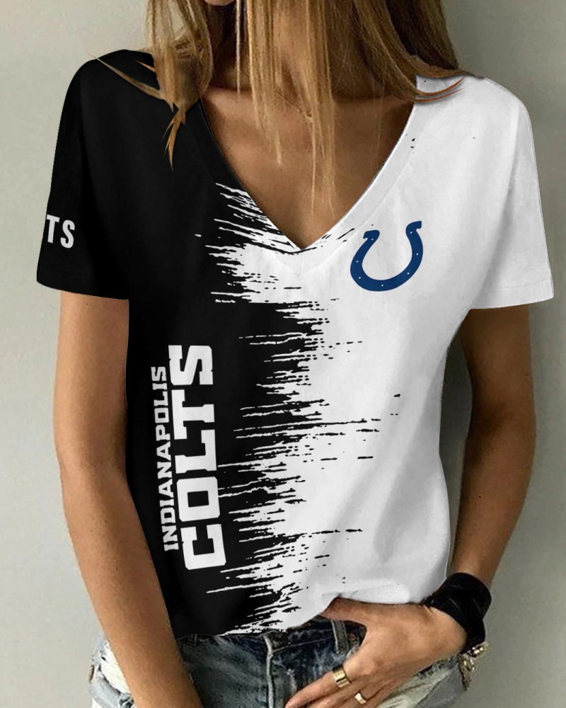 Indianapolis Colts Summer V-Neck Women T-Shirt Back View