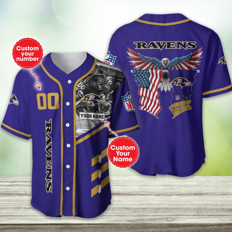 Baltimore Ravens Personalized Baseball Jersey