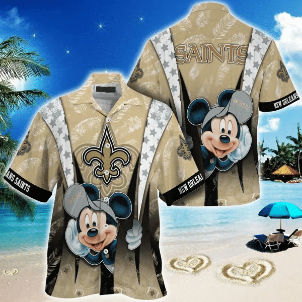New Orleans Saints Hawaiian Shirt Front View