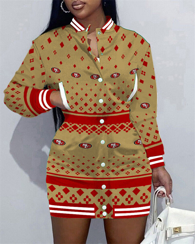 San Francisco 49ers Women Button Down Jacket Dress