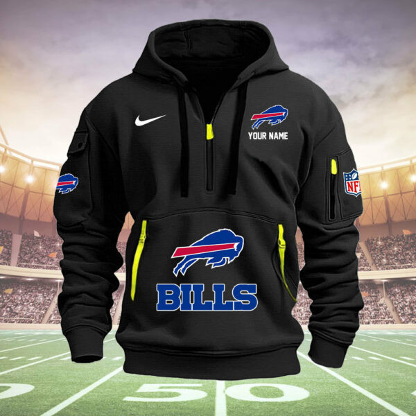 Buffalo Bills New Personalized Quarter Zip Hoodie - Image 5