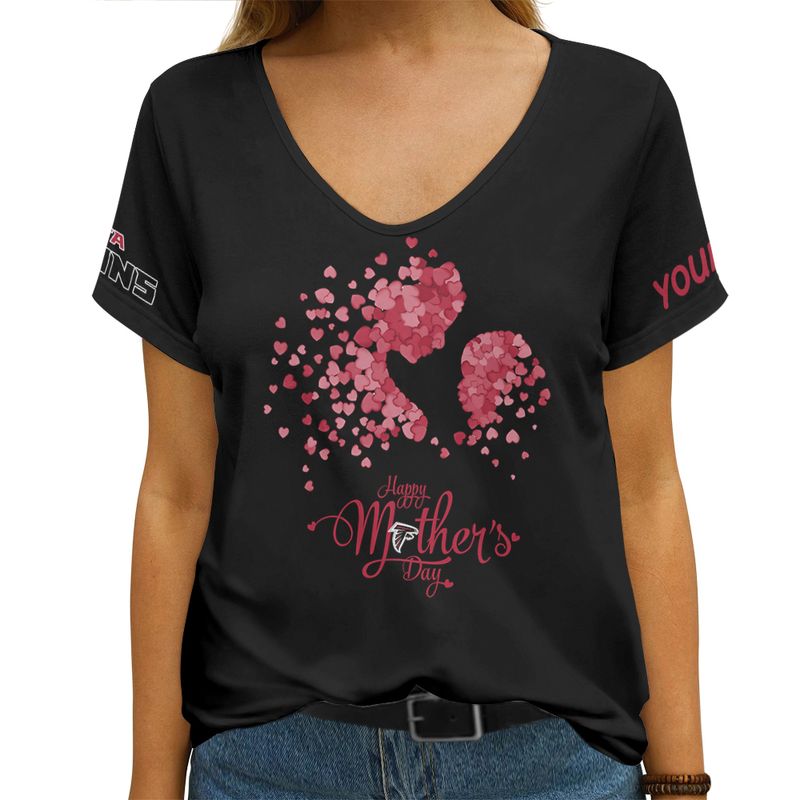 Atlanta Falcons Happy Mother's Day Summer Women V Neck T-Shirt AGCWTS681 4 Atlanta Falcons Women's V-Neck T-Shirt Image 2