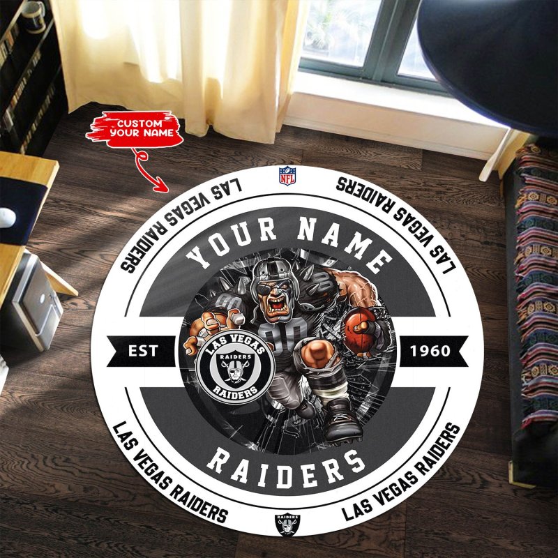 Las Vegas Raiders Personalized Round Rug Detail