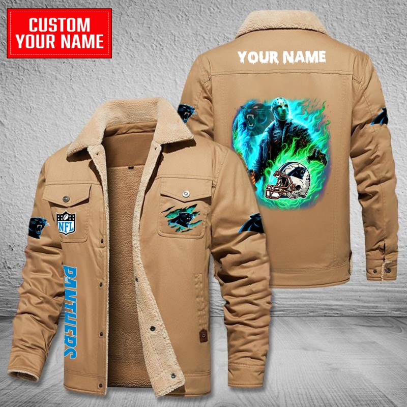 Carolina Panthers Winter Fleece Bomber Jacket Coffee