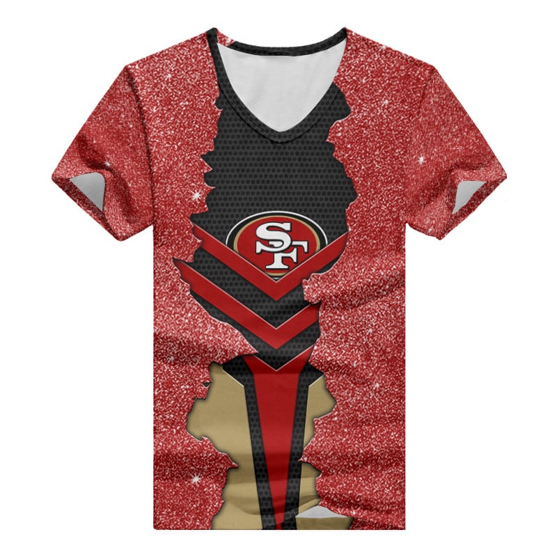 San Francisco 49ers Summer V-neck Women T-shirt