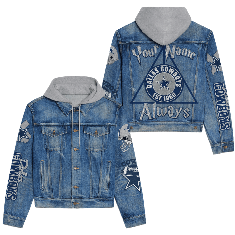 Dallas Cowboys Premium Hooded Denim Jacket Back