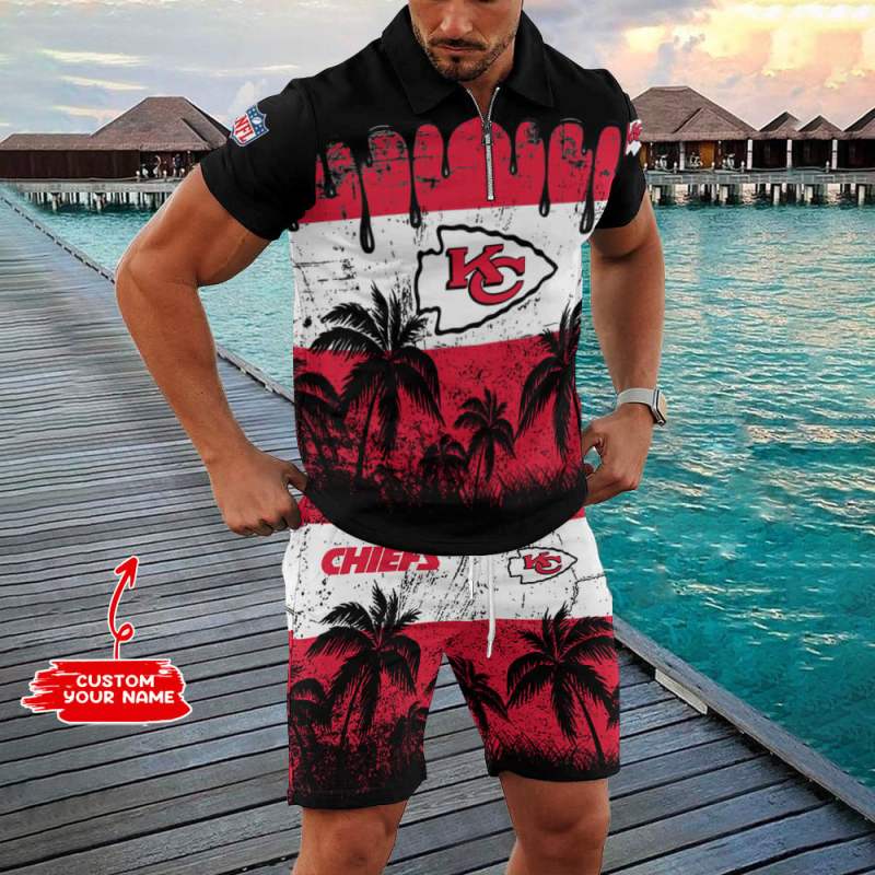 Kansas City Chiefs Zip Polo Shirt And Shorts