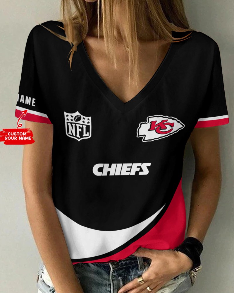 Kansas City Chiefs Personalized V-neck T-shirt