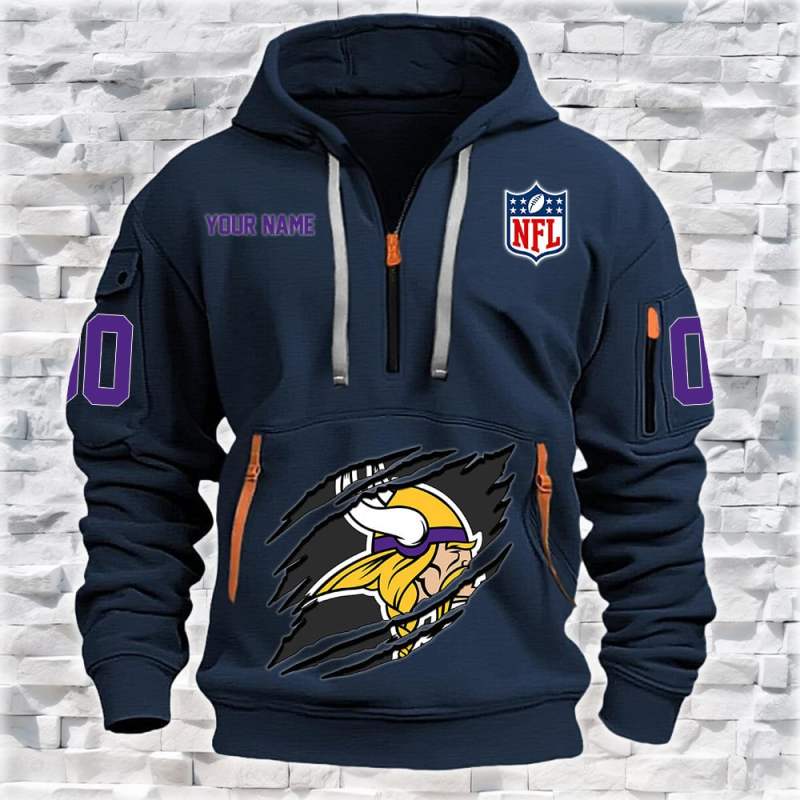 Minnesota Vikings Quarter Zip Hoodie Image 4