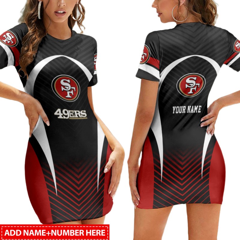 San Francisco 49ers Personalized Short Sleeve Bodycon Mini Dress