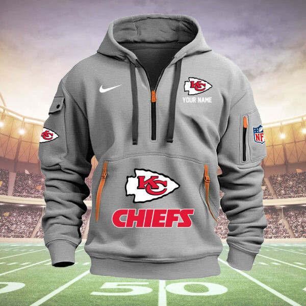 Kansas City Chiefs New Personalized Quarter Zip Hoodie 8