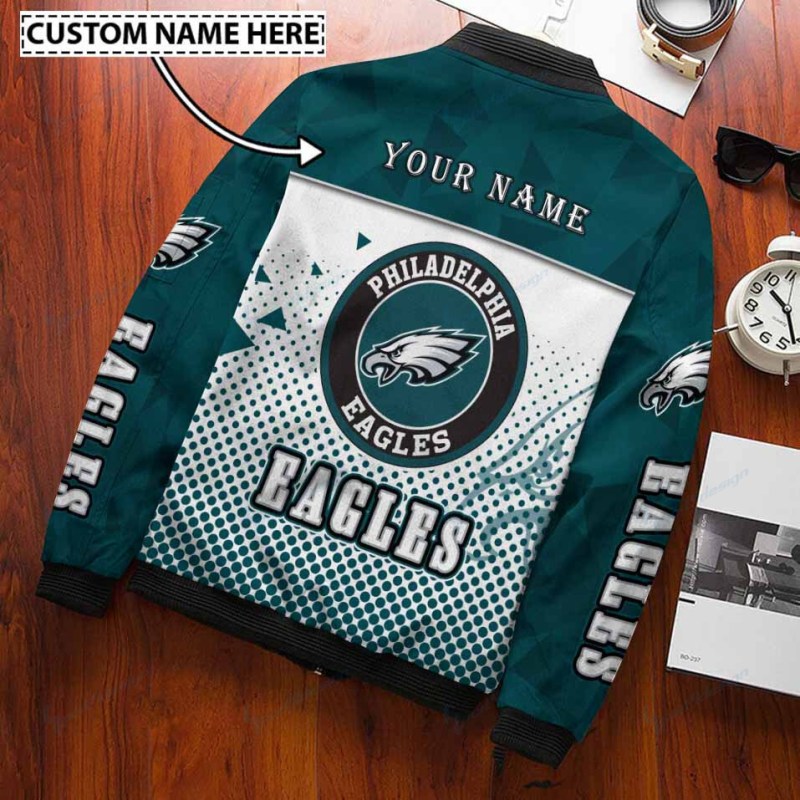 Philadelphia Eagles Personalized Bomber Jacket Side View
