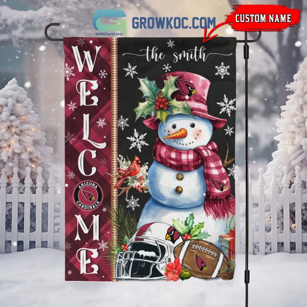 Arizona Cardinals Football Snowman Welcome Christmas Personalized Flag