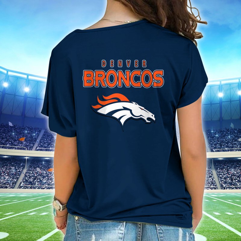 Denver Broncos Women's Cross Strap Shoulder Shirt Back View