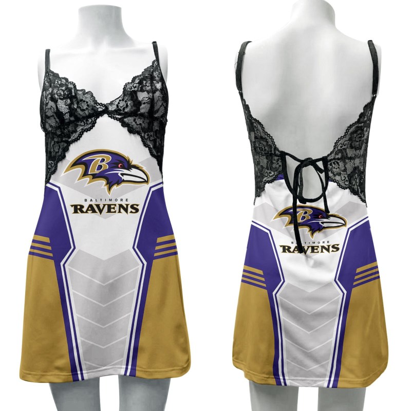 Baltimore Ravens Lace Back Strap Slip Dress