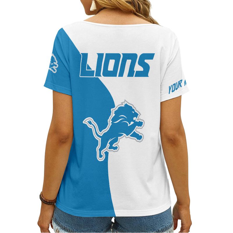 Detroit Lions Personalized V-neck Women T-shirt Regular (44)