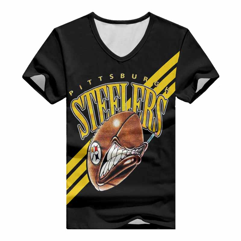Pittsburgh Steelers Women V-neck T-shirt Front View