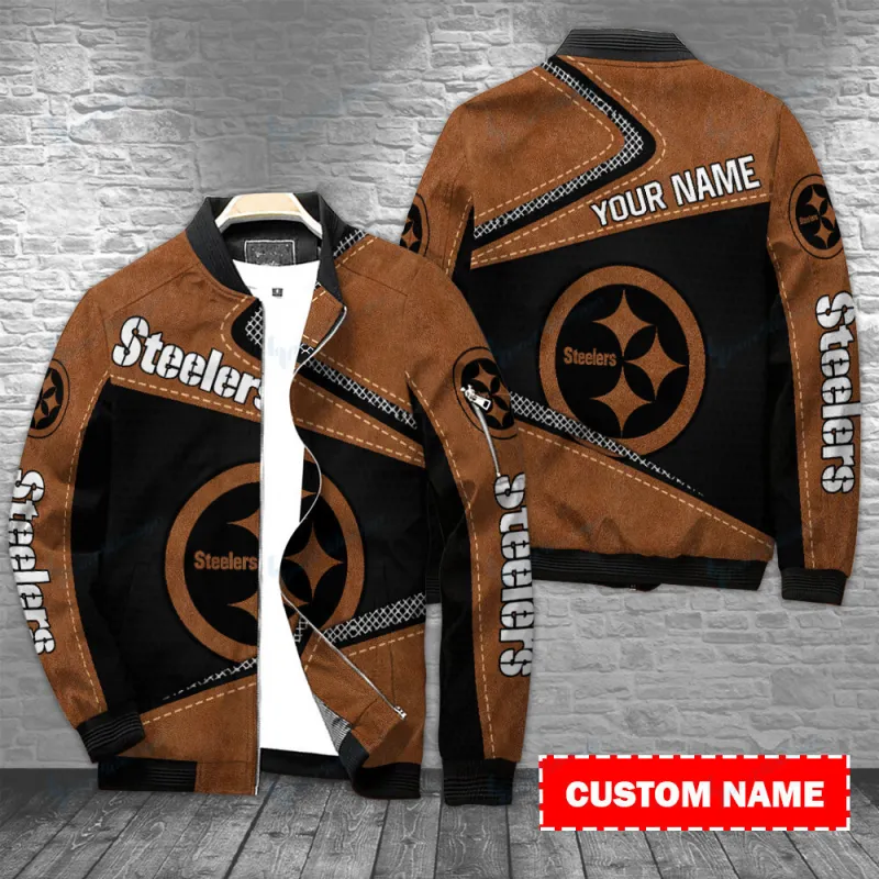 Pittsburgh Steelers Personalized Bomber Jacket Front View
