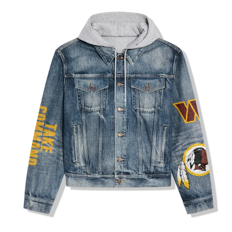 Washington Commanders Hooded Denim Jacket - Image 2