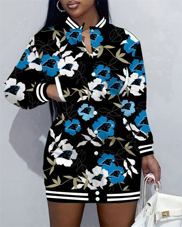 Carolina Panthers Women Button Down Jacket Dress