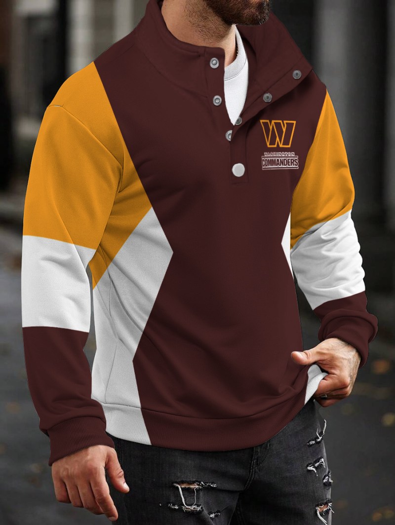 Washington Commanders Casual Colorful Stand Collar Sweatshirt