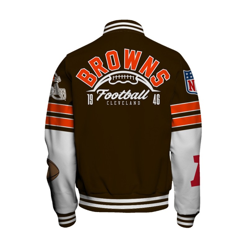 Cleveland Browns Unisex Ultimate Game Day Varsity Jacket - Side View
