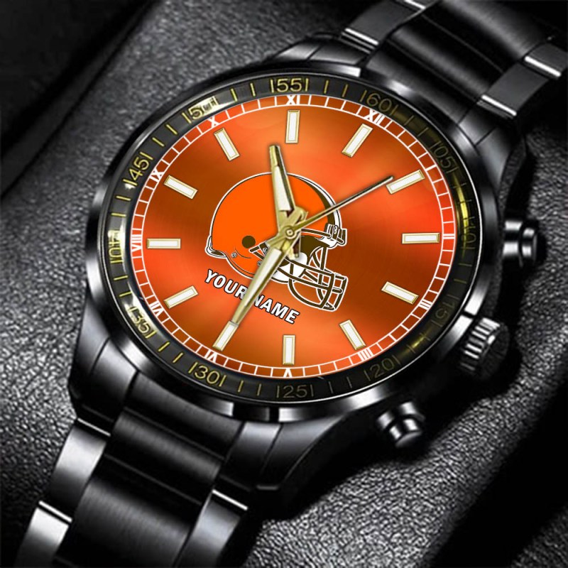 Cleveland Browns Black Stainless Steel Watch
