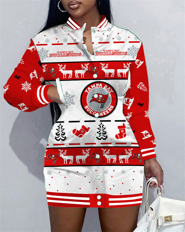 Tampa Bay Buccaneers Women Button Down Jacket Dress