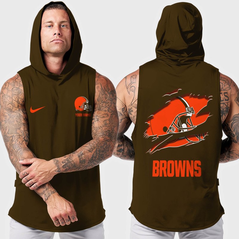 Cleveland Browns Workout Hooded Tank Top Customizable