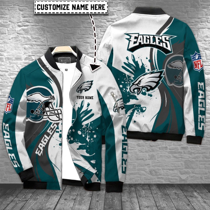 Philadelphia Eagles Personalized Bomber Jacket Front