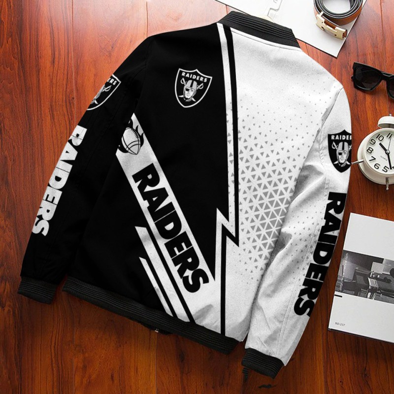 Las Vegas Raiders Personalized Bomber Jacket Side View