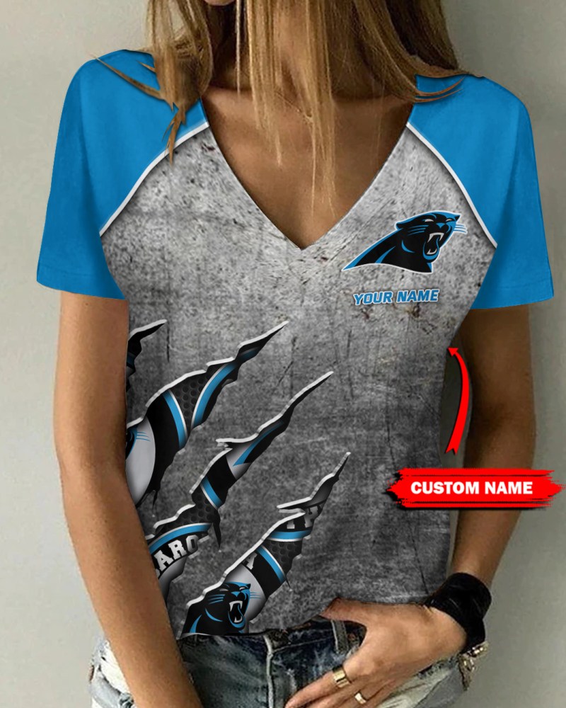 Carolina Panthers Personalized V-neck T-shirt